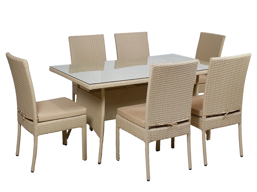 Conjunto comedor exteriormesa 6 de rattán sintético