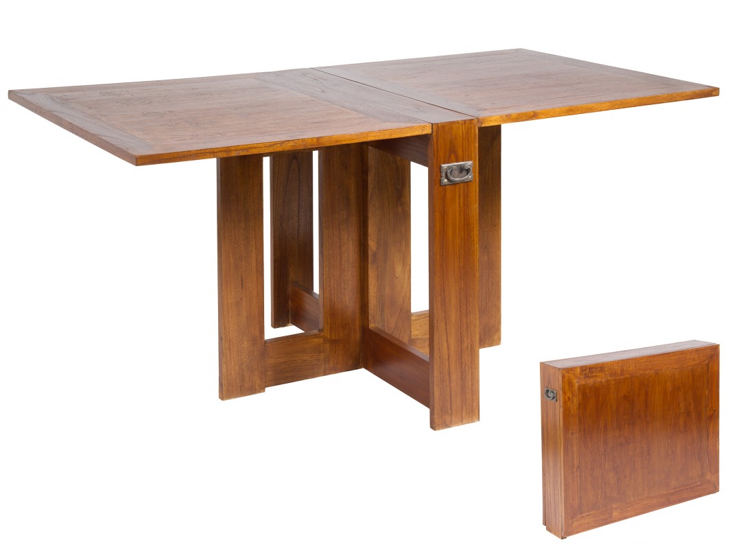 Mesa plegable abatible de madera con asas para salón comedor Salon comedor de madera