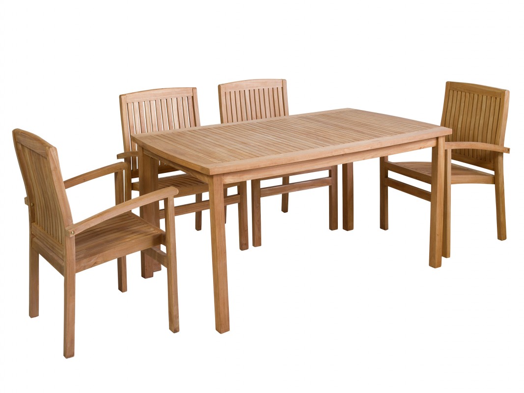 Mesa 4 sillas de de madera de teca