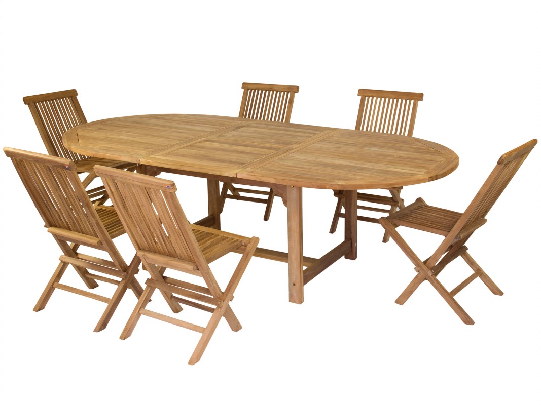 Mesa terraza extensible y 6 sillas de madera de teca Mesa comedor en maderade 8 sillas