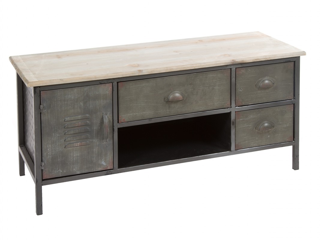 Mueble TV De Diseño Industrial BEJAR Metal Y MDF 160x44