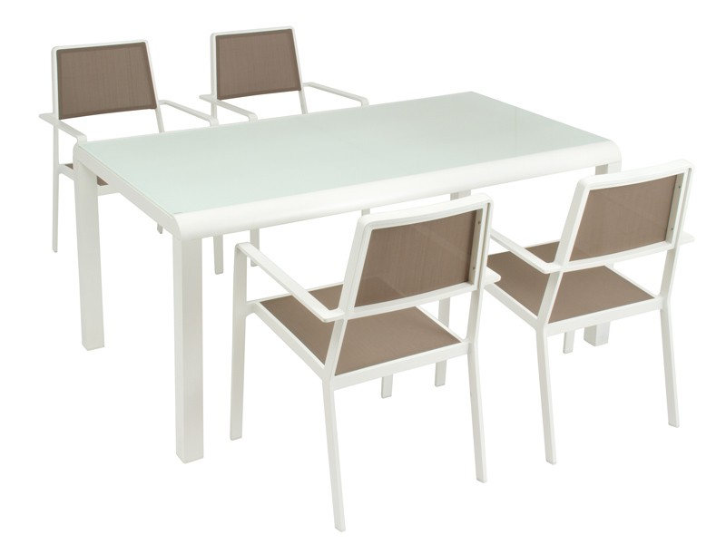 Mesa y 4 sillas para terraza de aluminio y cristal Sillas par mesas de cristal