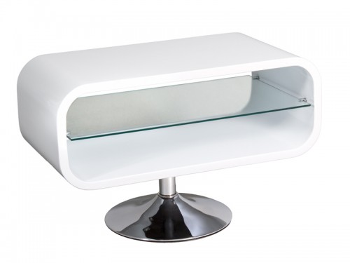Mesa TV pequeña blanca estilo moderno de DM y cristal