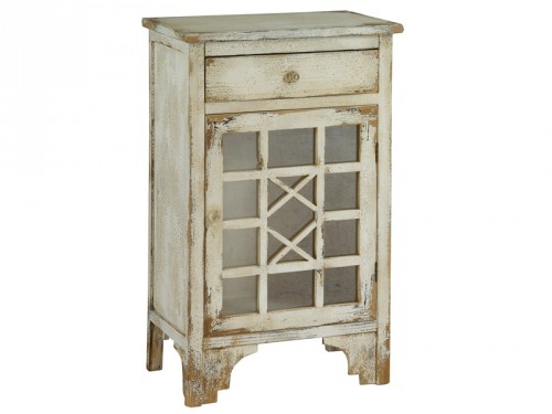 Mueble rústico-vintage con puerta y cajón de madera decapada