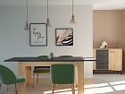 Mesa extensible combinada color roble y negro