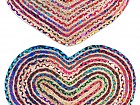 Alfombra yute multicolor forma corazón 90x60