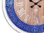 Reloj de pared grande de madera decapada blanco y azul