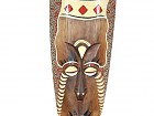 Figura étnica grande de máscara madera albasia con pie