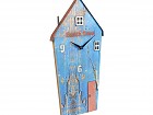 Reloj de pared casa azul madera reciclada