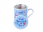 4 tazas de té con filtro y tapa diseño buho