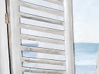 Cuadro ventana abierta vista a veleros en pintura acrílica