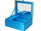 Caja joyero seda con pedrería azul y  naranja