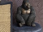 Figura gorila decorativa de resina negro y dorado