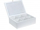 Caja madera blanca de té o infusiones con compartimentos 