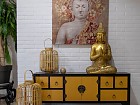 Cuadro Buda sobre fondo dorado con flores