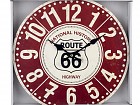 Reloj de pared Ruta 66 vintage en madera rojo y blanco