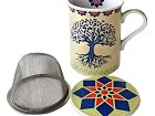 Set 4 tazas de té de porcelana árbol de la vida