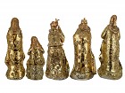 Figuras nacimiento 5 piezas de resina dorada