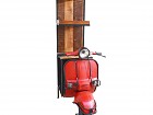 Mueble bar industrial scooter roja con botellero