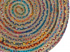 Alfombra yute redonda trenzado espiral multicolor 120cm