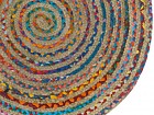 Alfombra yute redonda trenzado espiral multicolor 120cm