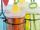 Vasos cristal de 4 colores frutas con pajita para refrescos