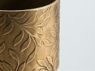 Cubre macetero diseño hojas de hierro dorado 