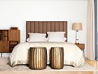 Mesita de dormitorio minimalista madera abeto y hierro