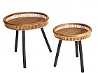 Conjunto 2 mesas industriales con bandeja bambú