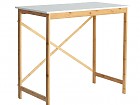 Consola escritorio nórdico pequeño blanco y bambú 80 cm