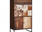 Mueble bar madera mango forja y piel de Vaca