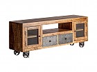 Mueble tv combinado en madera y hierro con ruedas