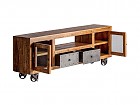Mueble tv combinado en madera y hierro con ruedas