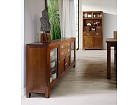 Bufet colonial con puertas de cristal y madera y 2 cajones