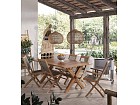 Silla de jardín plegable de madera y tela