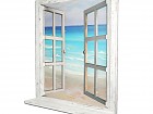 Cuadro ventana abierta paisaje playa