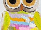 Cuadro óleo búhos de colores