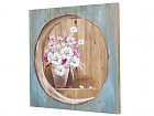 Cuadro sobre madera jarrón flor