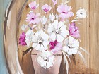 Cuadro sobre madera jarrón flor