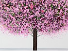 Cuadro óleo árbol rosa 80X80 cm