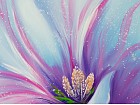 Cuadro óleo flor azul y púrpura 80X80 cm