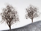 Óleo paisaje en blanco y negro 50X150 cm