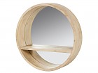 Espejo redondo madera con estante 45 cm