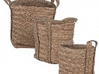 Set cestas de mimbre trenzado con asas 3 tamaños 