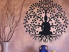 Aplique pared Buda meditando árbol de metal negro