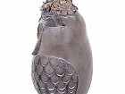 Figura búho de la suerta de resina marrón y dorado