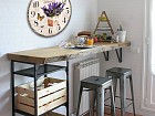 Reloj pared cocina en madera estampado lavanda