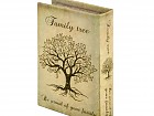 Caja libro vintage árbol familiar forrado de tela
