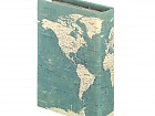Caja libro forrado de tela mapamundi