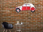 Decoración pared coche clásico rojo y blanco